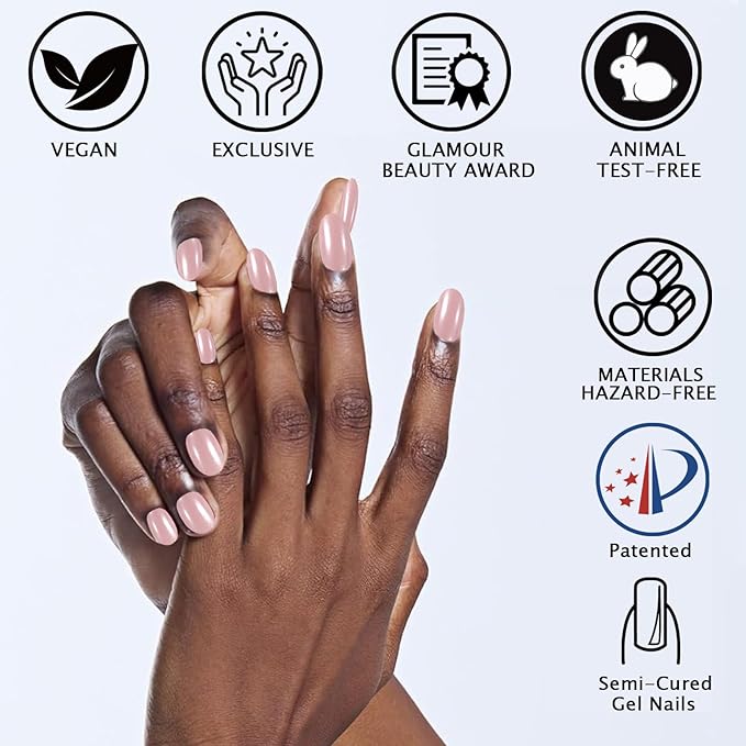 Semi Cured Gel Nail Strips Mirror Pink Gel Nail Stickers 20Pcs Polish Nails Wraps UV/LED Light Needed Gloss Nails Polish Strips for Women Includes Prep Pads, File, Wooden Cuticle Stick