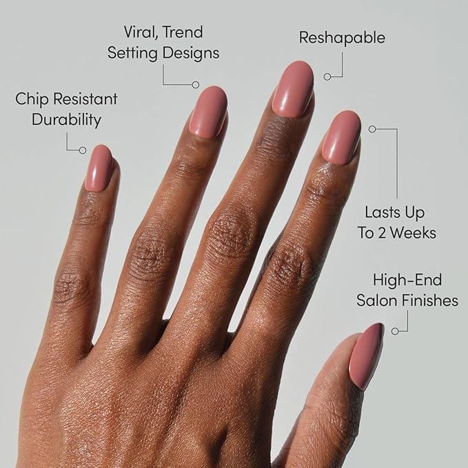 Glamnetic Press On Nails - Mauve Mood | Short Round Muted Purple Fake Nails, Salon Quality Nails | 12 Sizes - 30 Nail Kit with Glue