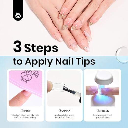 Beetles 9 in 1 Gel Nail Glue, 2pcs 10ml UV Nail Glue for Clear Nail Tips Acrylic Nails, Super Strong for False Nails, Base Coat, Rhinestones, Blooming Gel, Long Lasting 28+ Days, U V Light Required