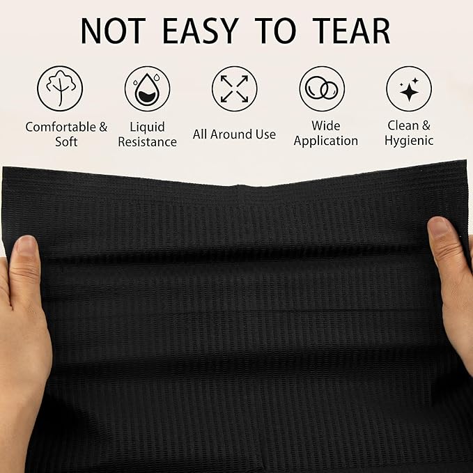 50pcs Disposable Nail Mats Foldable Nail Paper Towels, Table Acrylic Nail Practice Sheet, 3 Ply Waterproof Clean Nail Table Practice Mat for Salon Manicure Tattoo,Nail Art Accessories 13"x18" (Black)