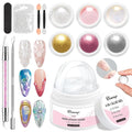 Solid Builder Gel for Nails BISHENGYF: Clear Non-Sticky Sculpting Gel 15g 3D Nail Art with Pearl White Gold Silver Aurora Metallic Chrome Nail Powder for Home DIY Manicure