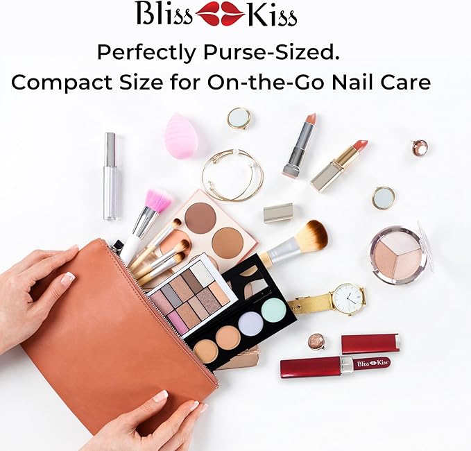Bliss Kiss Simply Czech Crystal Glass Nail File case & Sleeve | Small Gentle Nail Files for Natural Nails, Durable Manicure Tool, Perfect Travel Size, Emery Boards Alternative