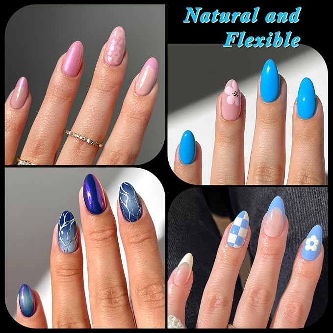 LoveOurHome 420pc Almond Fake Nails Medium Gel Nail Tips Medium Press on Nails Clear Almond Nail Tips Full Cover False Artificial Fake Fingernail for Gel Extension Acrylic Nails Press on