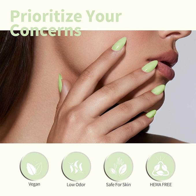 CANNI Mint Green Gel Nail Polish, 1Pcs Pastel Light Green Gel Polish Lime Sage Color Soak Off U V Nail Manicure Salon DIY at Home