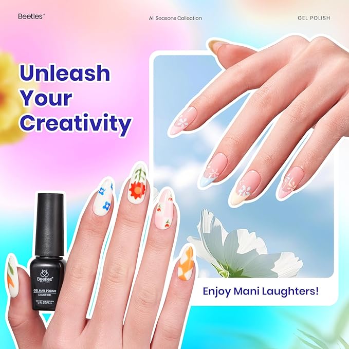 Beetles Pastel Gel Polish Set - Rustic Sonata 25 Easter Colors Yellow Orange Gel Polish with Base Coat Glossy & Matte Top Coat White Blue Pink DIY Salon Soak Off UV Led Nails Gifts for Women