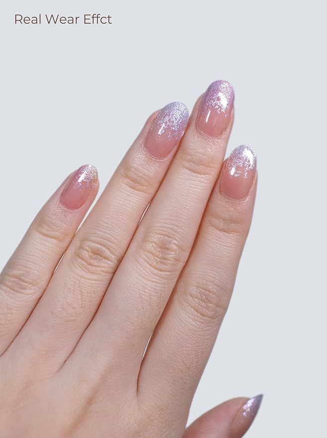 Semi Cured Gel Nail Strips - UV Light Gel Nail Stickers - 20 Long Lasting Salon Quality Wraps (Pixie Dust Purple)