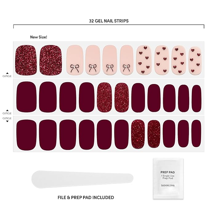 Dashing Diva Gloss Nail Strips - Baby Girl - UV Free, Chip Resistant, Long Lasting Gel Stickers - Contains 32 Wraps, 1 Prep Pad, 1 File