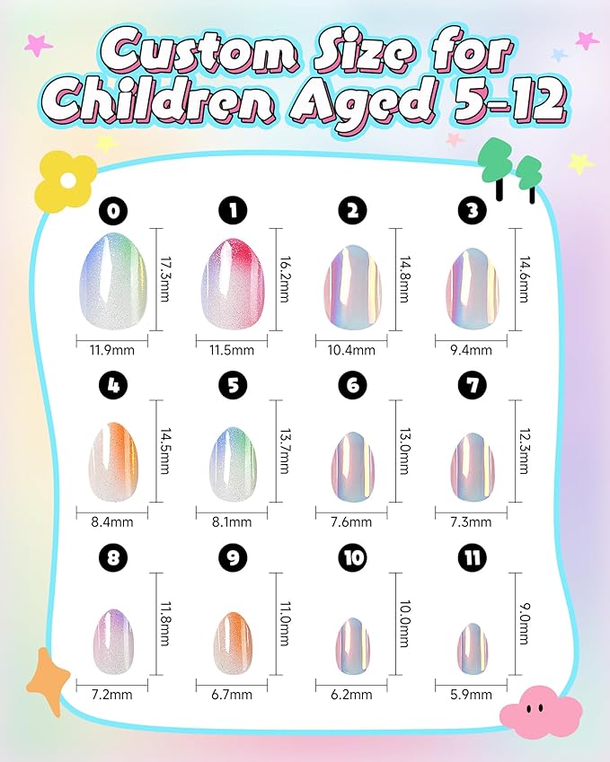 Cute Press on Nails for Kids,Girls Trendy Stuff Fake Nail Kit for Ages 5-12, Pre-glue Glitter Short Acrylic Nail Stick on Nails, Great for Girl Birthday Gifts, Parties&Makeovers Decoration