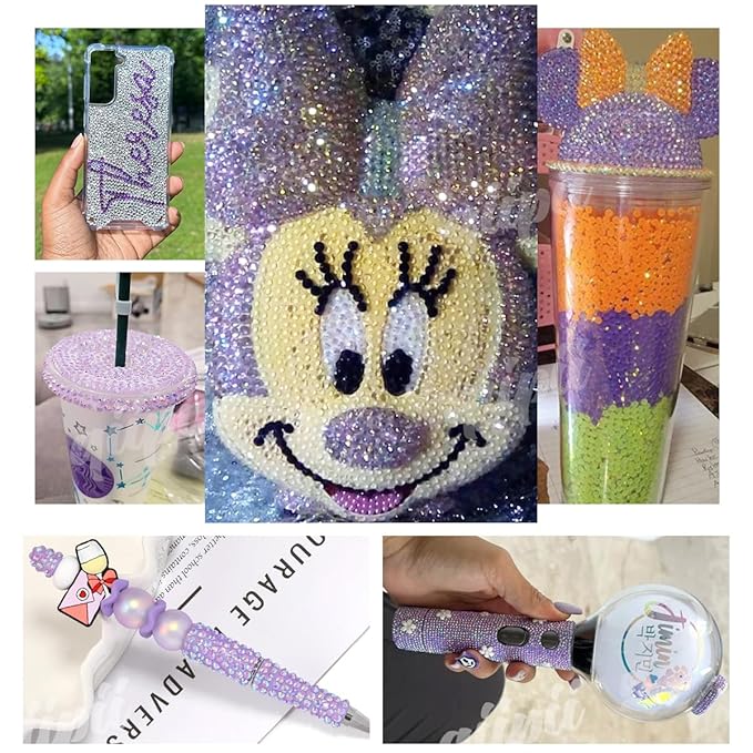 Dark Purple Crystal Resin Rhinestones w B7000 Glue for Bedazzling Crafting 2mm-6mm Flatback Stones Diamonds Crystals Gems Bedazzler Kit for Nails Face Eyes Makeup Tumblers Bottles Crafts Shoes
