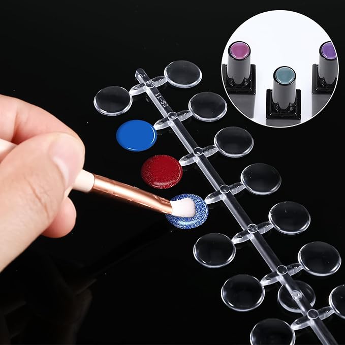Prasacco 240Pcs Round False Nail Display Tips Clear Nail Art Color Display Chart with Adhesive Sticker Nail Display Card Sticks Nail Color Swatches for Nail Polish Training Practicing Color Displaying