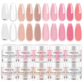 Saviland Acrylic Powder Set: Keratin Professional Acrylic Nail Powder Clear/Nudes/Pink Acrylic Ultra Fine Powder for Nail Extension 3D Nail Art Quick Dry Salon Quality Acrylic Nails 10G * 10