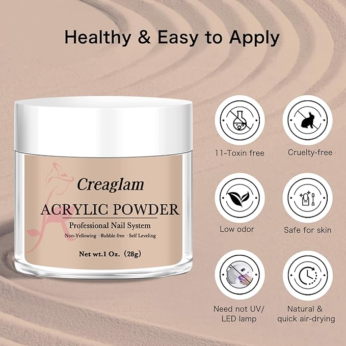 Super Acrylic Powder 28g: 3Pcs Large Capacity Bruschetta Tuscany Nail Polymer for 3D Art Carving French Extension - 1oz. Muted Clay Professional Acrylic Powder No Need Lamp