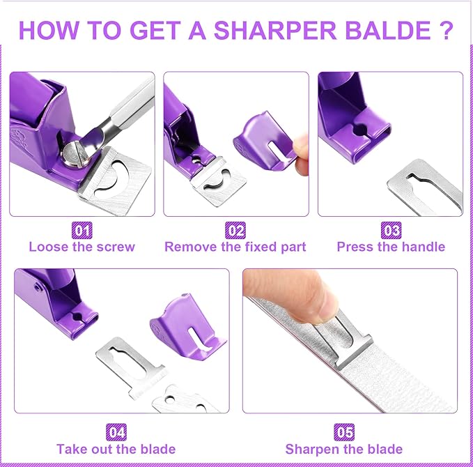 Mudder Acrylic Nail Clippers Kit False Nails Tips Cutter Professional Cuticle Trimmer Nipper Cutter Pusher Remover Stainless Steel Manicure Pedicure Art Tools Set Salon Home(Purple)