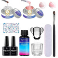 Hard Gel Builder Gel for Nails Strong Durable Hand Nude 3D Sculpting for Nail Extension 2oz (clear&pink, 1fl.oz*2)