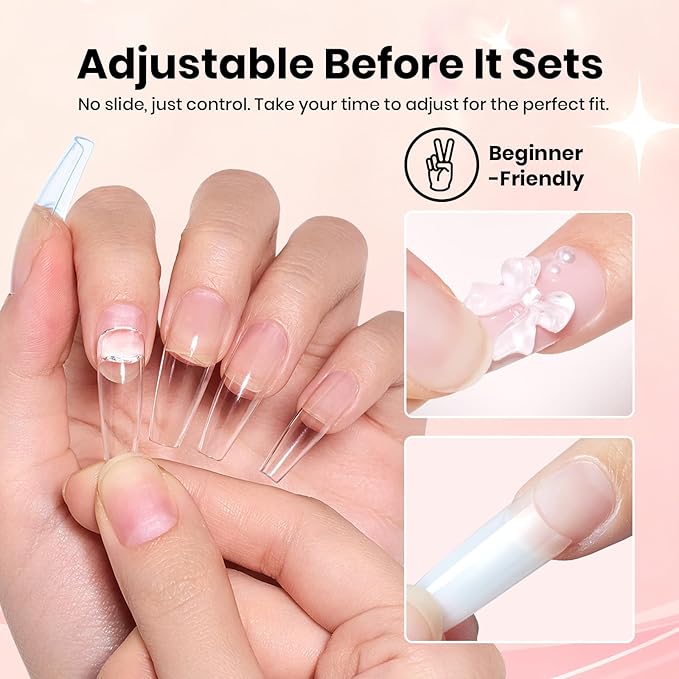 Beetles Super Strong Nail Glue 10g for Press On Nails, No Uv Lamp Needed, Quick Drying, Long Lasting, Easy Control Semi Solid Nail Glue for False Acrylic Nails