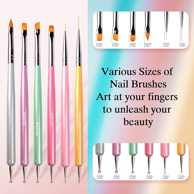 Nail Art Brushes for Gel Art Design Brush Tools Dual-Head Pen Painting Set Include Extension Brush Liner Brush Dotting Pen for DIY Manicure Polish