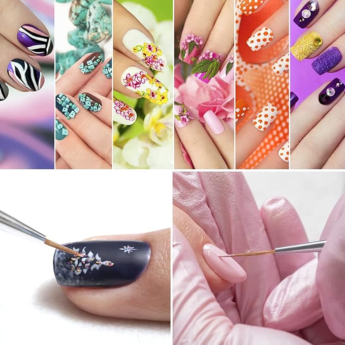 DANNEASY 10 Pieces Acrylic Nail Brush Dual Tipped Silicone Nail Tools Nail Dotting Tool Nail Painting Pen Nail Polish Carving Pen Liner Thin Nail Art Brush