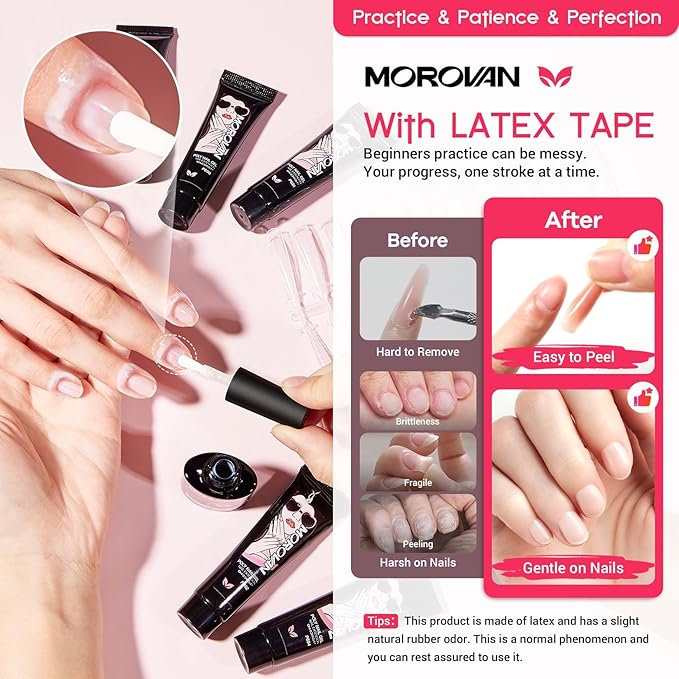 Morovan Poly Gel Nail Kit: All-in-One Beginners Practice Full Set With UV light & Slip Solution For Teens Nail Extension Gel Kit Starter At Home User Friendly & Salon Results for Home Manicures