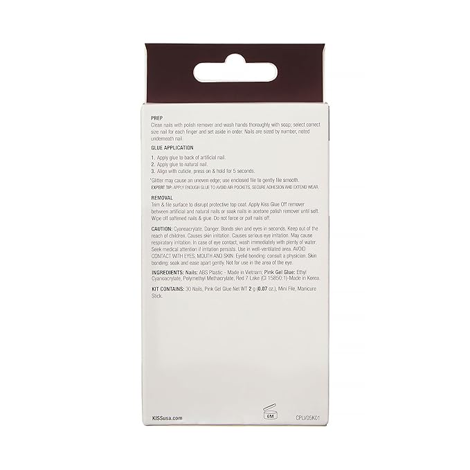 KISS Premium Classy Fake Nails - Stay Modish, Long & Square, Super Glam, Jewel Accents, Waterproof, Smudge Proof, No Dry Time, Durable, Takes Minutes, Quick & Easy | 30 Count