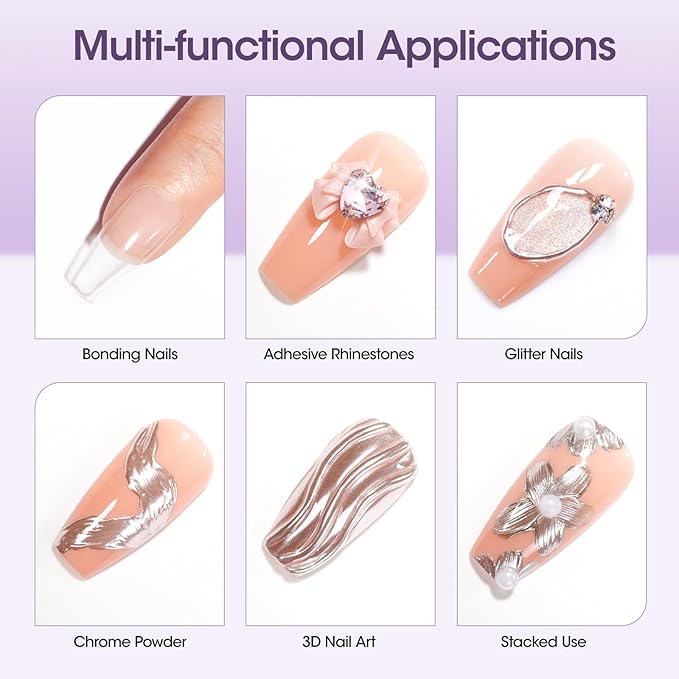 Gellen Semi Solid UV Nail Glue Gel for Press on Nail Tips Acrylic Nails and Press on Nails, Nail Bond Gel Nail X Glue for French TipNails