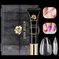 UNA GELLA Gel Nail Kit Nail Extension Kit with Soft Gel Nail Tips Almond Nails Tips 600Pcs with Nail Glue Gel 15ml 1Pcs Innovative DIY Nails Art Home Gelly Tips Acrylic Nail Kit