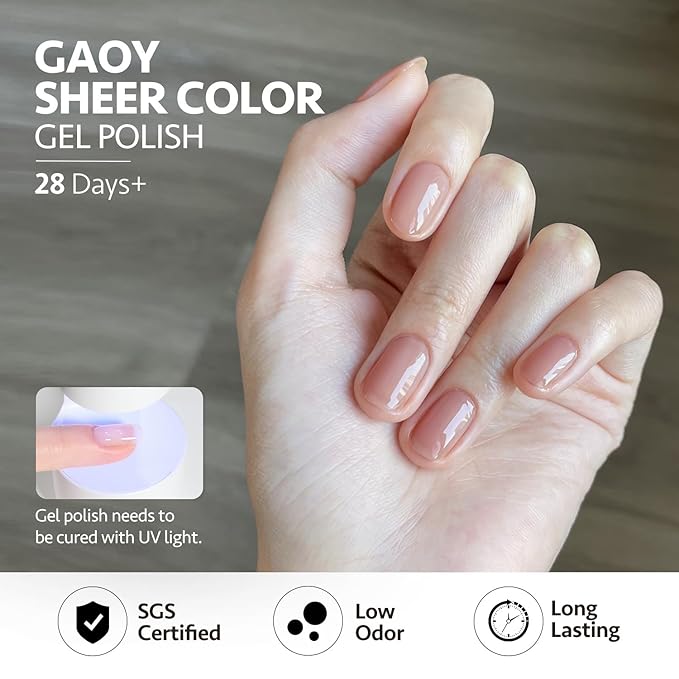 GAOY Natural Jelly Gel Nail Polish Set, 6 Colors Sheer Pink UV Gel Polish, for Salon Manicure & Nail Art DIY at Home, Nude Symphony
