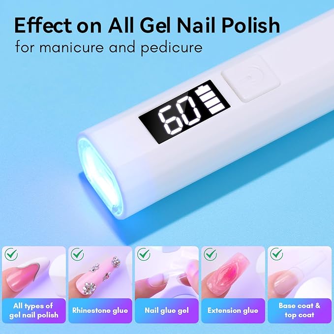 Makartt Nail Rhinestone Glue for Nails Bundle with Makartt UV Light for Gel Nails: Handheld Mini UV LED Nail Lamp Portable Lumière Nail Dryer for Curing Gel Polish Nail Glue Rechargeable USB