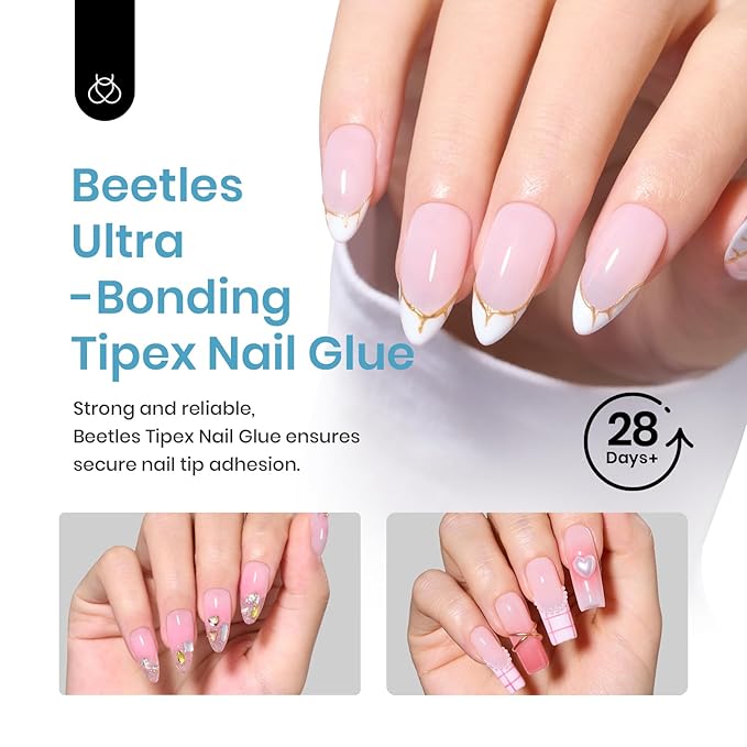 Beetles Tipex Nail Glue Gel 20g, Solid UV Nail Glue for Tipex Instant Apex Nail Tips, No Hand-Hold Needed, Strong Hold 28+ Days, Bubble-Free Adhesion, Beginner-Friendly Soak Off Nail Extension Glue