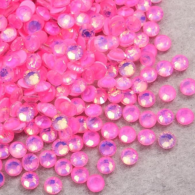 Blinginbox Flatback Rhinestones Round Gems, 1440pcs Luminous Series Glass Stones Neon Gems Non Hotfix Crystal Rhinestones for Nail Charms Crafts Clothes Tumblers,Lt.Pink Luminous Opal,SS6.