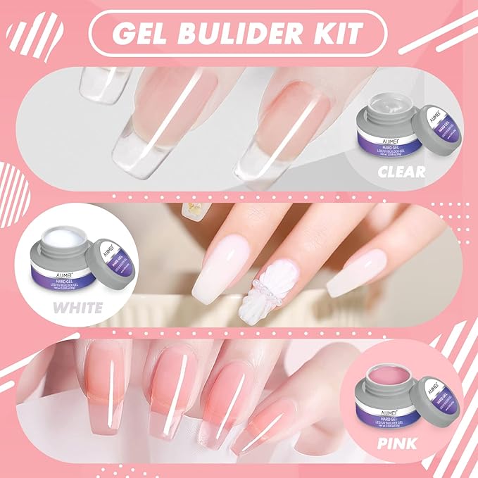 AIJIMEI Hard Gel for Nails 30g Clear Color Builder Gel for Nails Professional Nail Design Flase Nail Extension 1oz