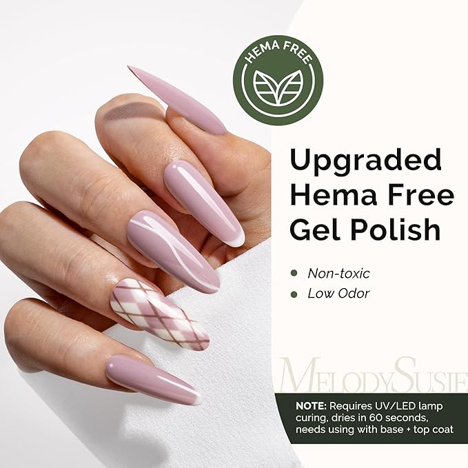 MelodySusie Hema Free Gel Nail Polish, 0.5 Fl Oz Thick Lavender Nude Pink Gel Polish, Non-Toxic, Long Lasting, Soak Off UV Nail Polish, Manicure Nail Design Salon DIY Nail Art at Home K0571