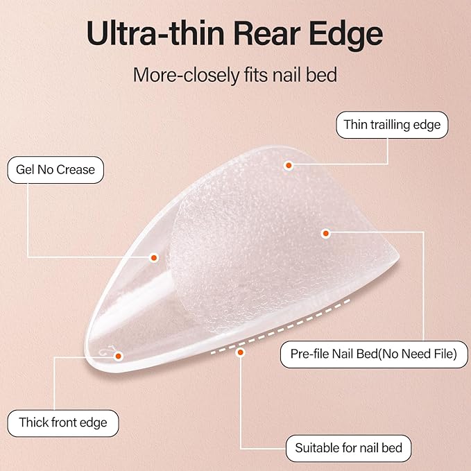 Misssix Short Almond Gel x Nail Tips Kit, 504Pcs Pre Etched Clear Fake Nails, Full Cover False Nail 9-in-1 Gel Glue and Portable Mini U V Nail Lamp for Women 12 Sizes