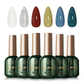 3-Free Gel Nail Polish Set - 6 Pcs 10g Nude Blue Soak Off UV/LED Gel, Long Wearing Without Pungent Odor Nail Gel, Nail Beauty Manicure Kit for Professional, Salon & Home Use, No Hema & TPO & Di-Hema