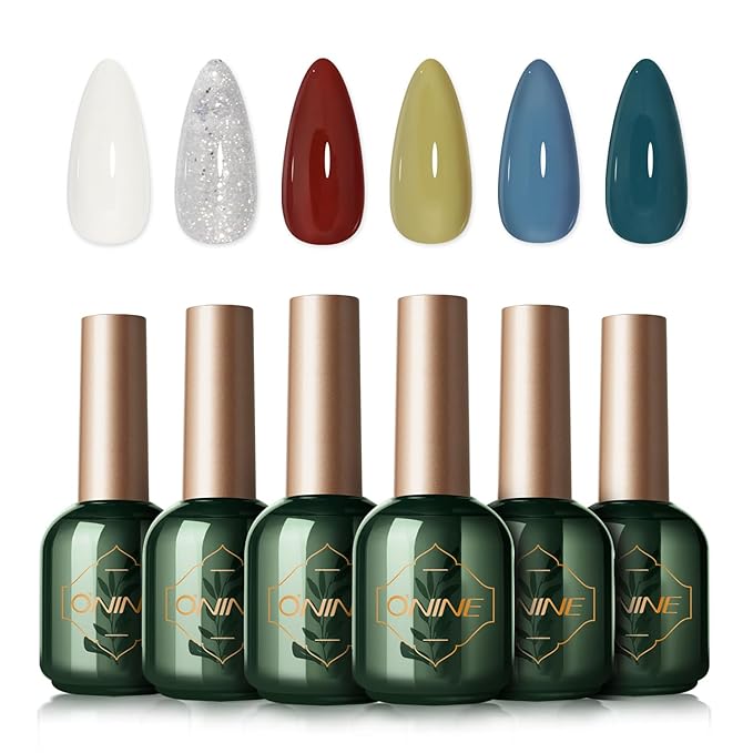 3-Free Gel Nail Polish Set - 6 Pcs 10g Nude Blue Soak Off UV/LED Gel, Long Wearing Without Pungent Odor Nail Gel, Nail Beauty Manicure Kit for Professional, Salon & Home Use, No Hema & TPO & Di-Hema