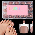 AILLSA French Tip Press on Toe Nails, 150PCS Sharp Square Brown Pink Acrylic Fake Toenails 15 Sizes Full Cover Long-Lasting for Women DIY Pedicure