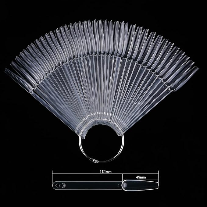 150pc Long Coffin Nail Swatch Sticks Vanish Polish Color Design Display Stick Tips Ballerina Fan Cards Nails Art Practice Tools with Rings
