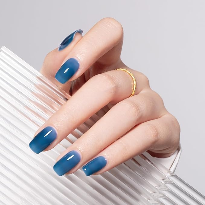 MAYCHAO 15ML Jelly Blue Gel Nail Polish 1Pc Transparent Sea Blue Gel Polish Soak Off UV LED Translucent Nail Varnish Neutral Color for Nail Art Starter Manicure Salon DIY at Home, 0.5 OZ
