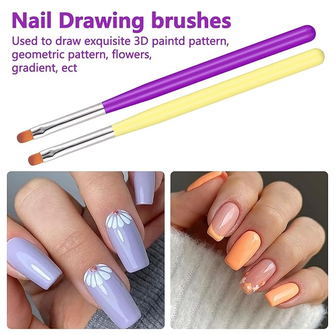 SILPECWEE 7pcs Acrylic Nail Brush Nail Clean Up Brush Polish Remover Brush Nail Design Brushes Extension Gel Brush Nail Polish Brush Nail Painting Kit Manicure Brush Nail Art Tools