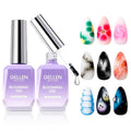 GELLEN 2pcs 18ml Blooming Gel for Nail, Clear Blooming Gel Nail Polish for Nail Art, Easy to Design Marble Watercolor Gradient For Nails, Cure with UV Led Lamp, Non-toxic Long Wear Fade-Resistant