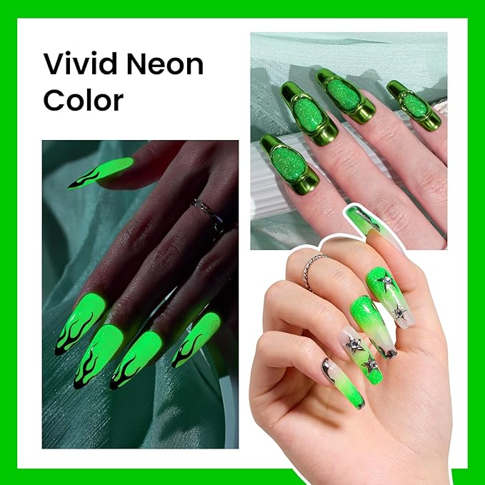 Beetles Gel Nail Polish, Luminous Green Glow in the Dark Gel Nail Polish Soak off Uv Led Nail Lamp Nail Art Manicure Salon DIY Home 0.5Oz