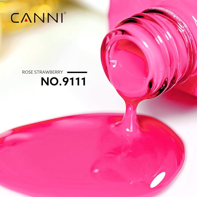 CANNI Pink Gel Nail Polish, 1Pcs Hot Pink Gel Polish Pastel Neon Bright Pink Purple Color High Gloss Soak Off U V Nail Manicure Salon DIY