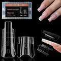 280 Pcs Original Sandwich Nails Dual Form with Guide Lines Short Coffin Nail Mold for Builder Gel Nail Extensions Art Design Salon DIY at Home