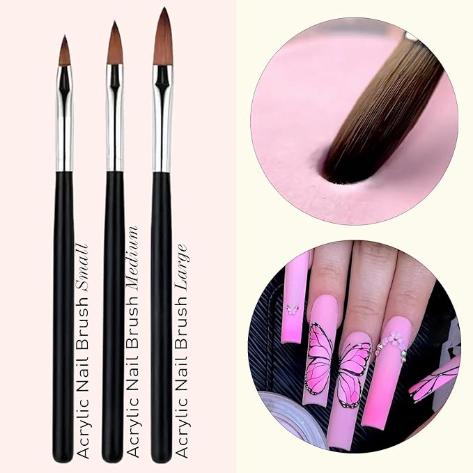 LIGHT RAIN 34Pcs Nail Art Brush Set - Complete Kit with Dotting Tool, Liner Brushes, Acrylic Brushes, Ombre Brush, Cuticle Tool, Rhinestone Picker Pencil for Beginner to Pro Nail Design