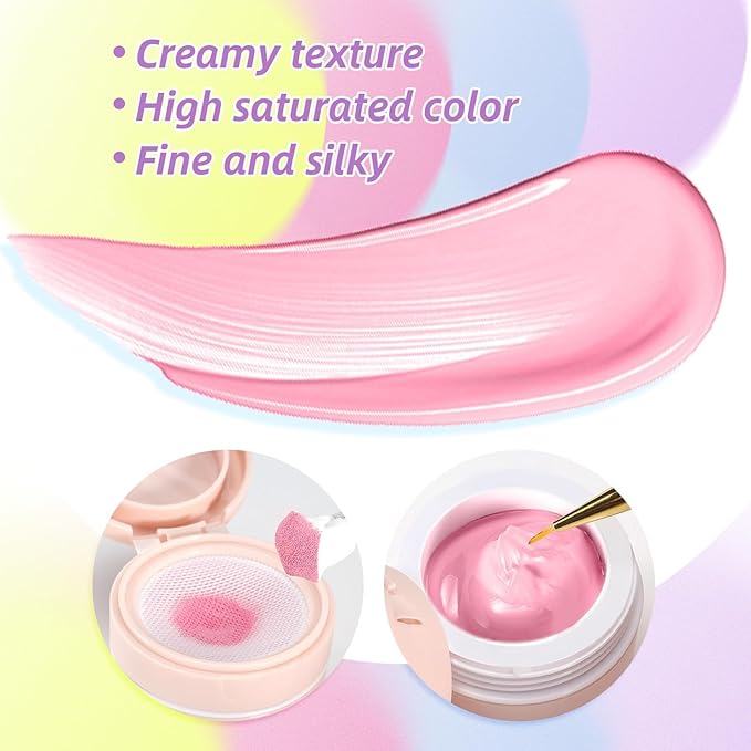 Cushion Gradient Painting Gel, Ombre Nails Aura Nails Full Coverage Precise Control of Each Dip 100pcs Spong & Tweezers Matte Effect Non-Wipe Long Lasting Soak Off UV LED(p)