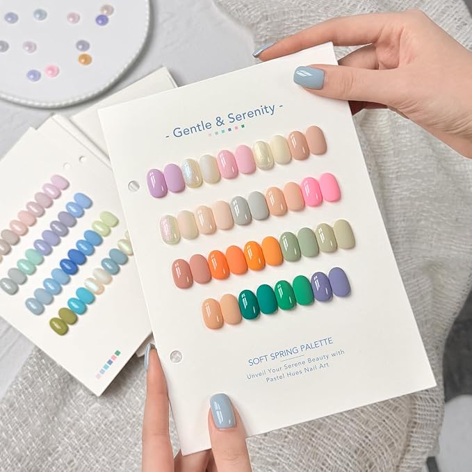 GAOY 42 Pcs Gel Nail Polish Kit, Pastel Pearl Shimmer Colors Spring Summer Gel Nail Polish Set with Glossy & Matte Top Coat and Base Coat for Salon and DIY Manicure at Home