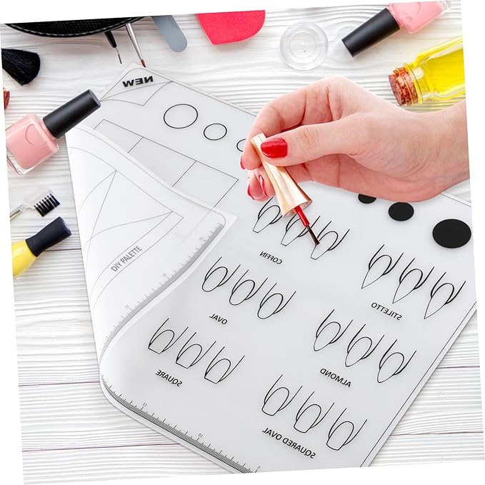 Beaupretty Acrylic Nail Training Mat, Manicure Art Practice Mat Silicone Trainer Sheet Practice Pad Nail Tool for Acrylic Fingernails