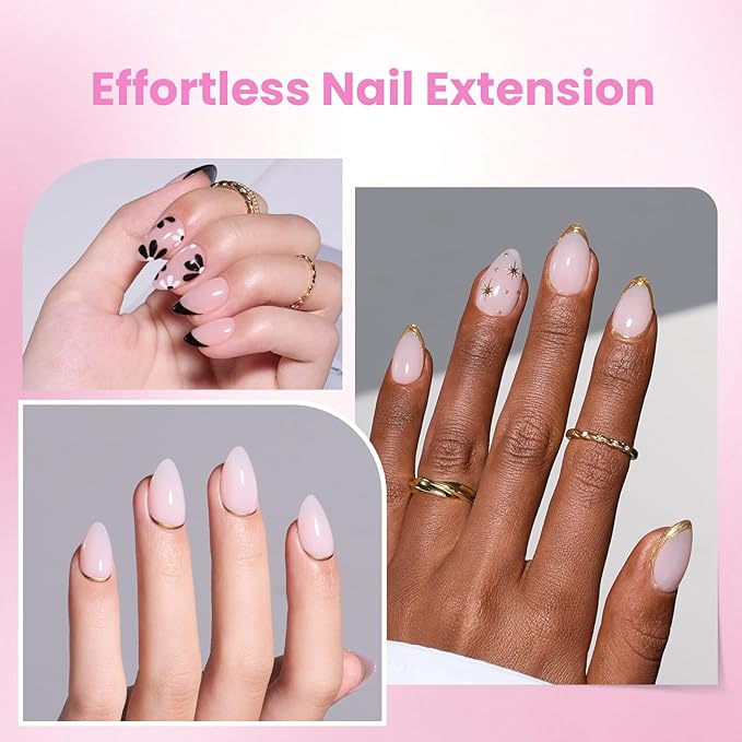 Beetles Tipex Lite Apex Nail Tips Kit, Almond Short, 192pcs 16 Sizes, with UV Nail Glue, Base & Top Coat, Mini Nail Lamp, Nail Clipper & Cuticle Nipper,Pre-Building Pre-Etched Acrylic Tips Kit