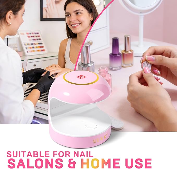 MEKK Mini UV Light for Gel Nails,18W Cordless Single Finger UV LED Nail Lamp,Portable Small Professional Flash Cure Lamp for Detail Work,Compact Design for Beginners,Travel,Home-Pink