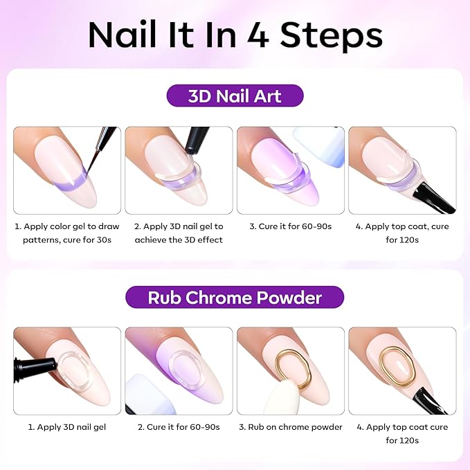 Makartt 3D Gel Nail Art for Sculpting: 3-in-1 Multi-Functional 15g Clear 3D Nail Gel for Molding & Painting Nails Designs, No Wipe Nail Glue for Rhinestones, Chrome Powder & DIY Manicure