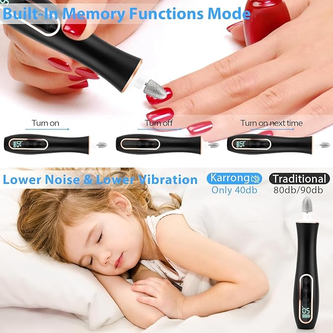 4 Pack Multi-Function Nail Drill Art Grinder – 10 Attachments & 100 Sanding Rings for Salon & Home Use, Black